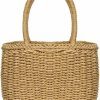 FENBEN Tote Handbags | Straw Bags For Women, Hand-Woven Straw Small Hobo Bag Round Handle Ring Tote Retro Summer Beach Rattan Bag