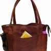 Madosh Tote Handbags | Madosh Vintage Genuine Leather Women'S Tote Style Shoulder Handbag Valentine Gift Shopper Brown 16" Bag