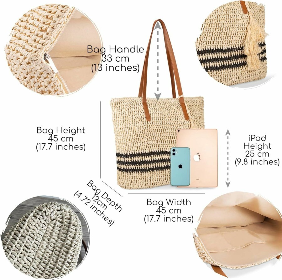 YXILEE Tote Handbags | Yxilee Straw Bag For Women - Summer Beach Bag Foldable Woven Tote Bags