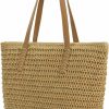 MAMUNU Tote Handbags | Mamunu Straw Bag For Women Summer, Large Straw Beach Tote Bag For Travel Vacation, Straw Shoulder Bag With Zipper And Lining