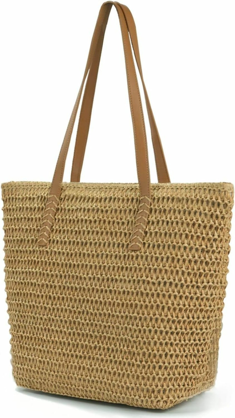 MAMUNU Tote Handbags | Mamunu Straw Bag For Women Summer, Large Straw Beach Tote Bag For Travel Vacation, Straw Shoulder Bag With Zipper And Lining