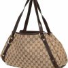 Gucci Tote Handbags | Gucci Women'S Pre-Loved Abbey Open Tote, Gg Canvas