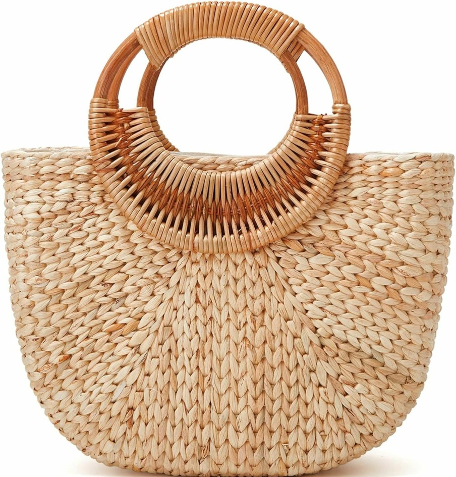 Obosoyo Tote Handbags | Tote Bag For Women Large Straw Beach Bag Summer Woven Tote Bags Straw Hobo Handbag Purse Fashion Moon Bag Bucket Bag 2023