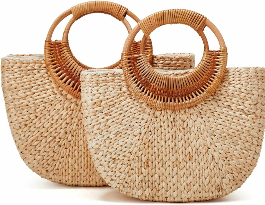 Obosoyo Tote Handbags | Tote Bag For Women Large Straw Beach Bag Summer Woven Tote Bags Straw Hobo Handbag Purse Fashion Moon Bag Bucket Bag 2023