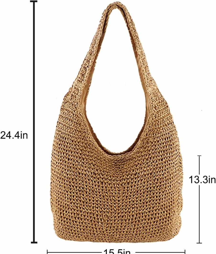 Ayliss Tote Handbags | Ayliss Women Straw Woven Summer Beach Bag Tote Shoulder Handmade Weaving Handbag