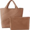 kanmis Tote Handbags | Woven Bag For Women,Fashion Woven Tote Bag For Women,Large Vegan Soft Leather Beach Travel Bag & Purse,Handmade Shoulder Bag