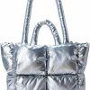 MadGrandeur Tote Handbags | Madgrandeur Puffer Tote Bag Women'S Glossy Quilted Puffy Tote Bag Down Padded Shoulder Bag Cute Handbag Aesthetic Handbag