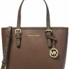 Michael Kors Tote Handbags | Michael Kors Jet Set Travel Small Carryall Convertible Top Zip Tote Saffiano Leather Crossbody Bag Purse Handbag (Mocha)