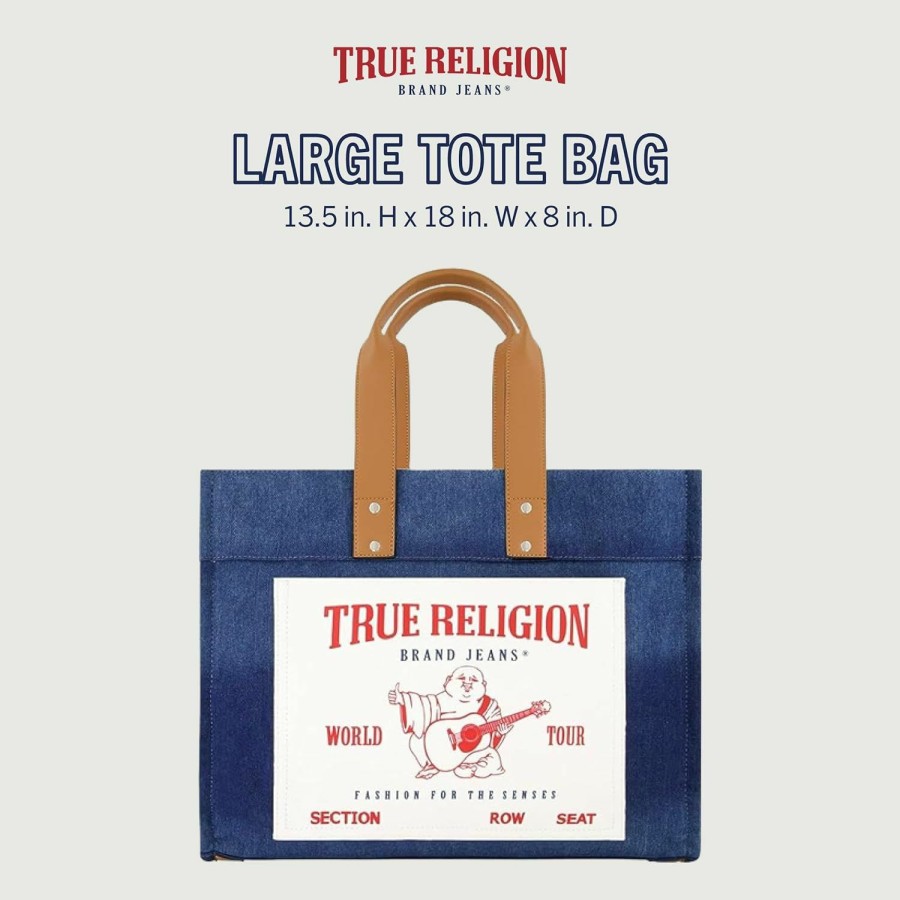 True Religion Tote Handbags | True Religion Large Tote Bag, Canvas Travel Carryall Shoulder Handbag