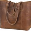 S-ZONE Tote Handbags | S-Zone Vintage Genuine Leather Tote Bag For Women Large Shoulder Purse Handbag