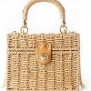 vnice Tote Handbags | Women Handwoven Rattan Vintage Purse Beach Sea Bag Casual Handbag Tote Basket Straw Vacation Bag