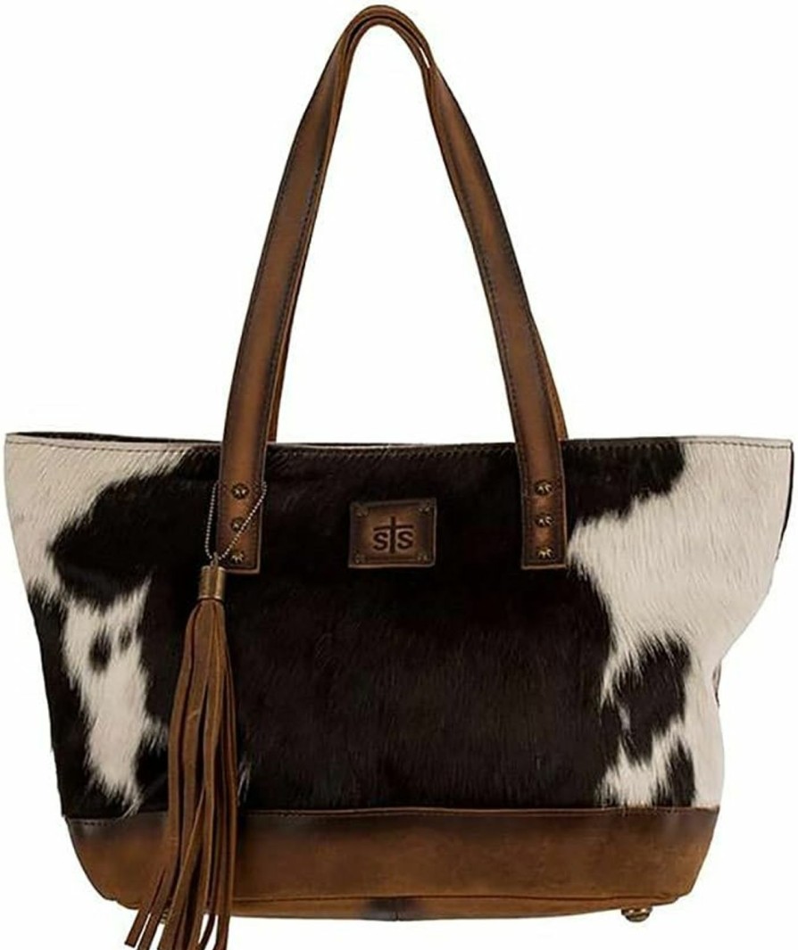 STS Ranchwear Tote Handbags | Sts Ranchwear Classic Cowhide Tote Ladies Leather Zip Multi-Color