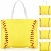 Shinylin Tote Handbags | Shinylin 6 Pcs Large Softball Canvas Tote Bag Shoulder Canvas Softball Handbag Casual Sports Mom Gifts Beach Travel Team Purses For Women Men Player Coach Lover Snack