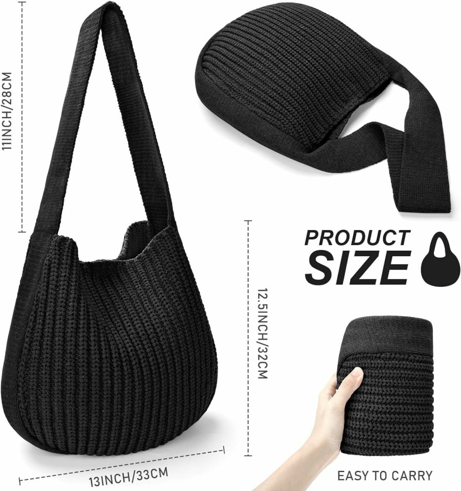 hatisan Tote Handbags | Hatisan Crochet Bags For Women Summer Beach Tote Bag Aesthetic Tote Bag Hippie Bag Knit Bag