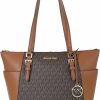 Michael Kors Tote Handbags | Michael Kors Charlotte Signature Large Top Zip Tote - Brown