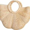 Molodo Tote Handbags | Straw Tote Bag For Women Handmade Straw Rattan Woven Handbag Summer Beach Bag Moon Shape Tote Bag Rattan Clutch Purse