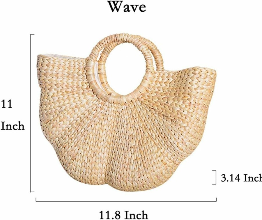 Molodo Tote Handbags | Straw Tote Bag For Women Handmade Straw Rattan Woven Handbag Summer Beach Bag Moon Shape Tote Bag Rattan Clutch Purse