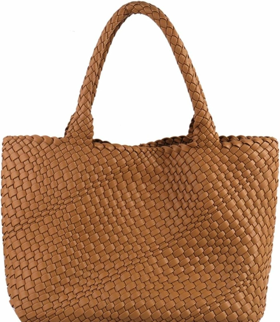 Jinyisong Tote Handbags | Woven Bag For Women,Vegan Leather Handwoven Tote Bags With Purse Shopper Bag Large Shoulder Bag