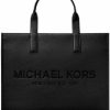 Michael Michael Kors Tote Handbags | Cooper Logo Embossed Faux Pebbled Leather Tote Bag