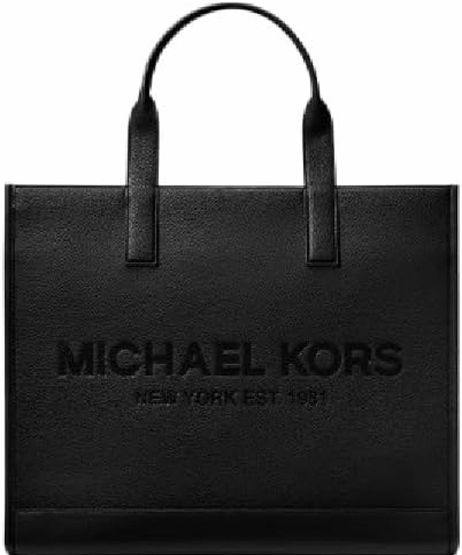 Michael Michael Kors Tote Handbags | Cooper Logo Embossed Faux Pebbled Leather Tote Bag