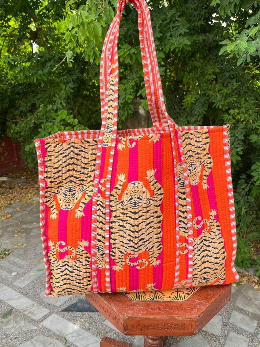 Generic Tote Handbags | Gypsy Studio, Vintage Cotton Kantha Stitch Handmade Top Handled Bag, Tote Bag, Beach Bag, Market Bag