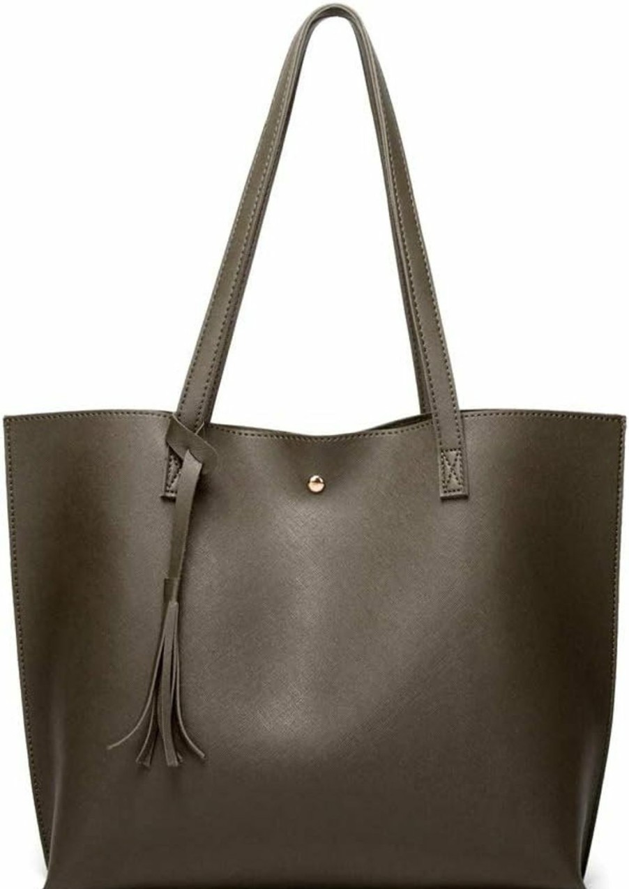 Dreubea Tote Handbags | Dreubea Women'S Soft Faux Leather Tote Shoulder Bag From, Big Capacity Tassel Handbag