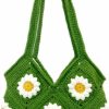 Herrida Tote Handbags | Herrida Crochet Bags And Totes Floral Tote Bag Crochet Purse For Women Knit Bag Flower Purse Daisy Gifts Fairycore Cute Beach Vacation Vintage Green Crochet Gifts