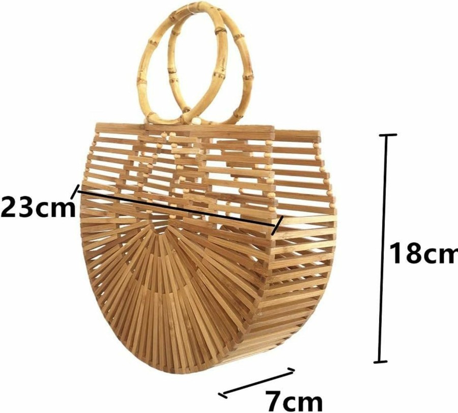 RULER TRUTH Tote Handbags | Ruler Truth Women'S Top Handle Bamboo Handbag Summer Beach Large Tote Bag