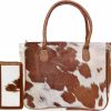 cuero Tote Handbags | Women'S Western Classic Cowhide Tote Bag Shoulder Handbag With Freebie Clutch Shoulder Hand Bag Classical Tote