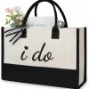 TOPDesign Tote Handbags | Topdesign Canvas Tote Bag For Bride, Personalized Bride Gifts For Wedding Bridal Shower Bachelorette Party Engagement Honeymoon, Bridal Accessories Newlyweds Present