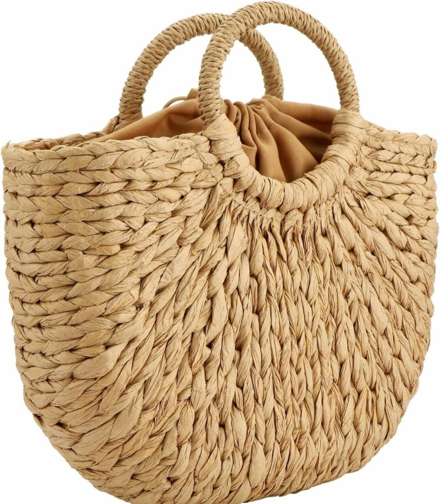 Gets Tote Handbags | Women Straw Bag, Hand-Woven Rattan Tote Clutch Handle Bag Retro Summer Beach Tote Bags Wicker Bags