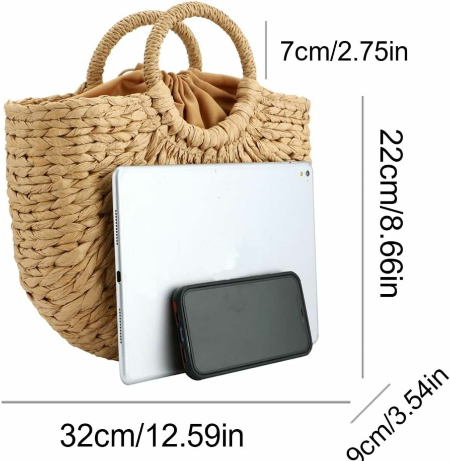 Gets Tote Handbags | Women Straw Bag, Hand-Woven Rattan Tote Clutch Handle Bag Retro Summer Beach Tote Bags Wicker Bags