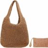 FASHLANLIKA Tote Handbags | Beach Bag Straw Purses For Women Summer Woven Beach Tote Bag With Straw Clutch