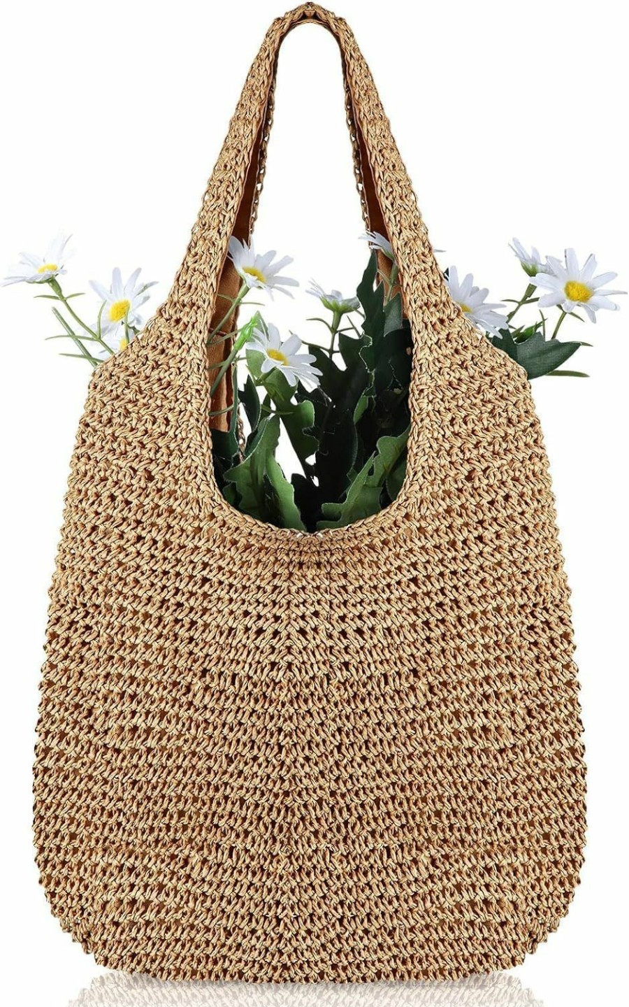 Saintrygo Tote Handbags | Women Straw Beach Bag Bucket Tote Summer Woven Handmade Handbag Shoulder Bag (Stylish Style,15.75 X 11.81 X 14.17 Inches)