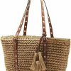 JI YA LI Tote Handbags | Handwoven Vintage Straw Purse For Women Summer Straw Beach Bag Casual Handbag Sea Tote Basket Rattan Vacation Bag With Tassel