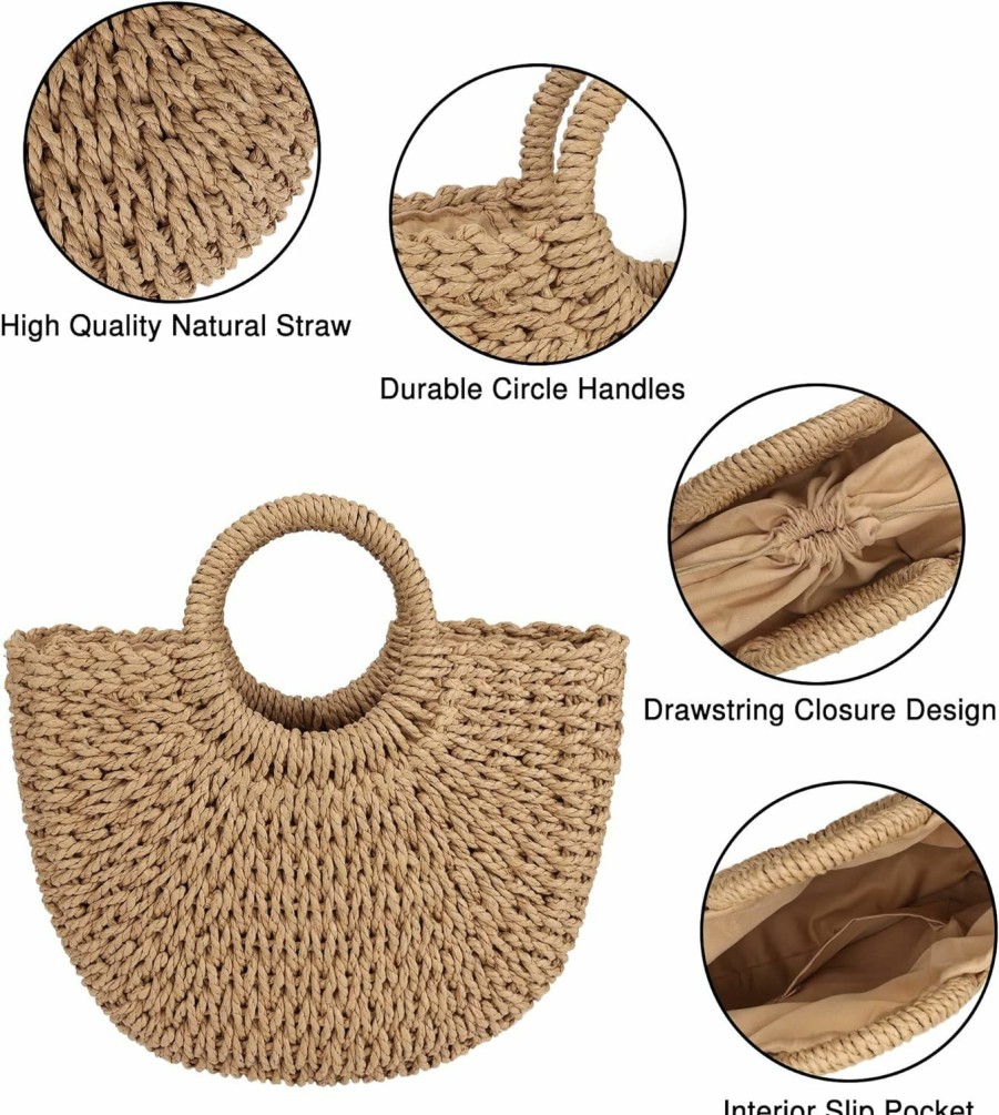 Youjaree Tote Handbags | Womens Large Straw Beach Bag Woven Tote Bag Top Handle Handbag Purse For Summer