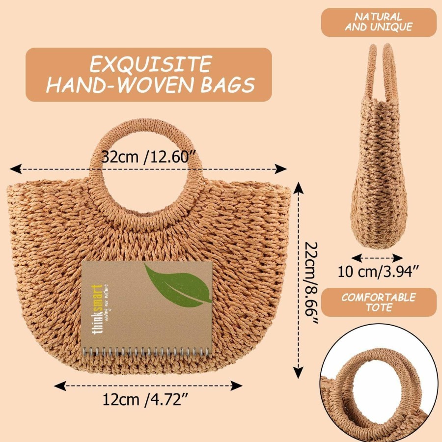 Frienda Tote Handbags | Straw Tote Bag Summer Beach Bag Handmade Straw Rattan Woven Handbag For Women Travel