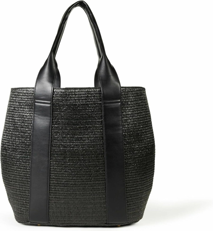 The Drop Tote Handbags | The Drop Tracy Large Canvas Detail Straw Tote