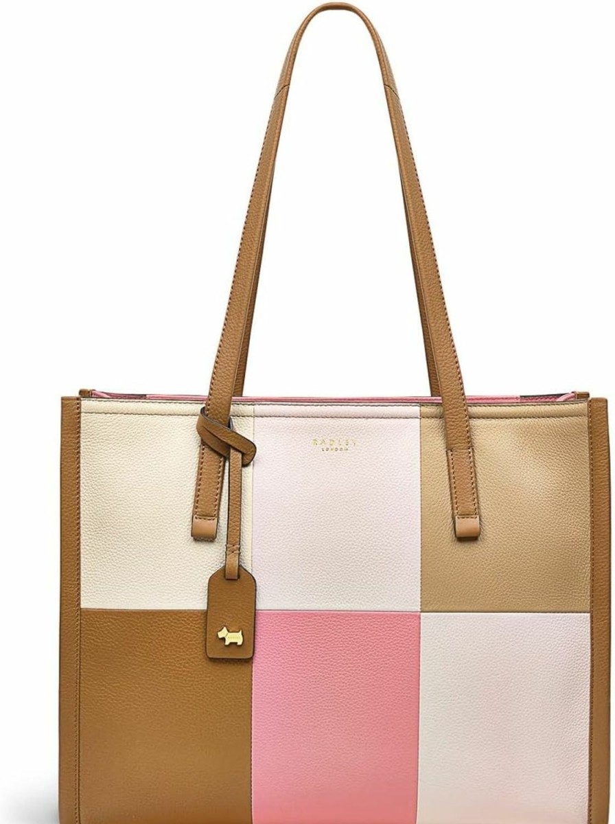 RADLEY Tote Handbags | Radley London Chartwell Patchwork - Medium Leather Tote Bag With Zipper -Ideal Work Bag For Women - Stylish Shoulder Bag