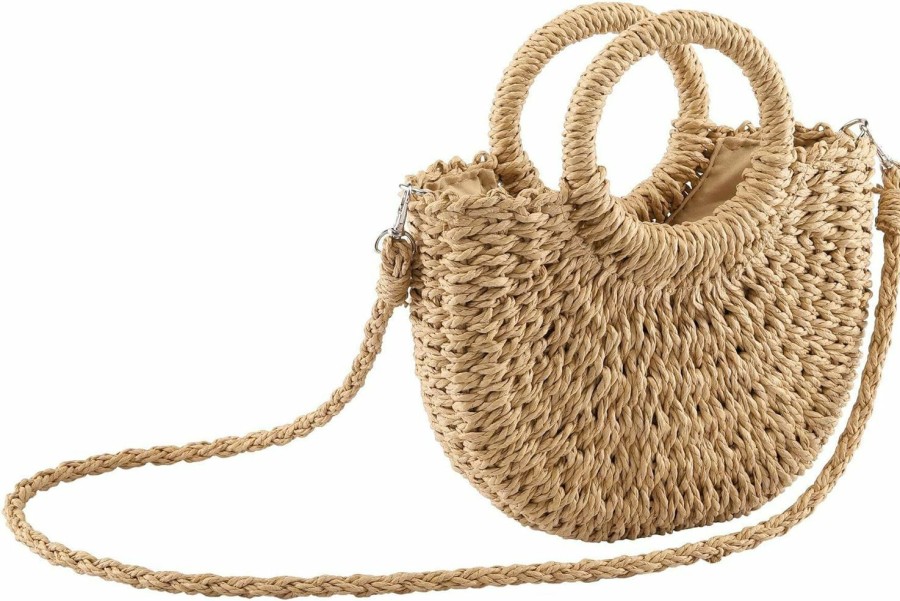 Ayliss Tote Handbags | Ayliss Women Straw Handbag Mini Summer Beach Rattan Tote Bag Crossbody Shoulder Top Handle Handbag Handmade Purse Clutch Bag