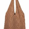 Miaomoo Tote Handbags | Miaomoo Trendy Crochet Mesh Tote Bag For Beach, White Cute Aesthetic Knit Totebag For Women, Woven Hippy Shoulder Purse