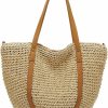 Caistre Tote Handbags | Summer Casual Straw Tote Bag Large Capacity Woven Shoulder Handbag For Summer Beach Vocation