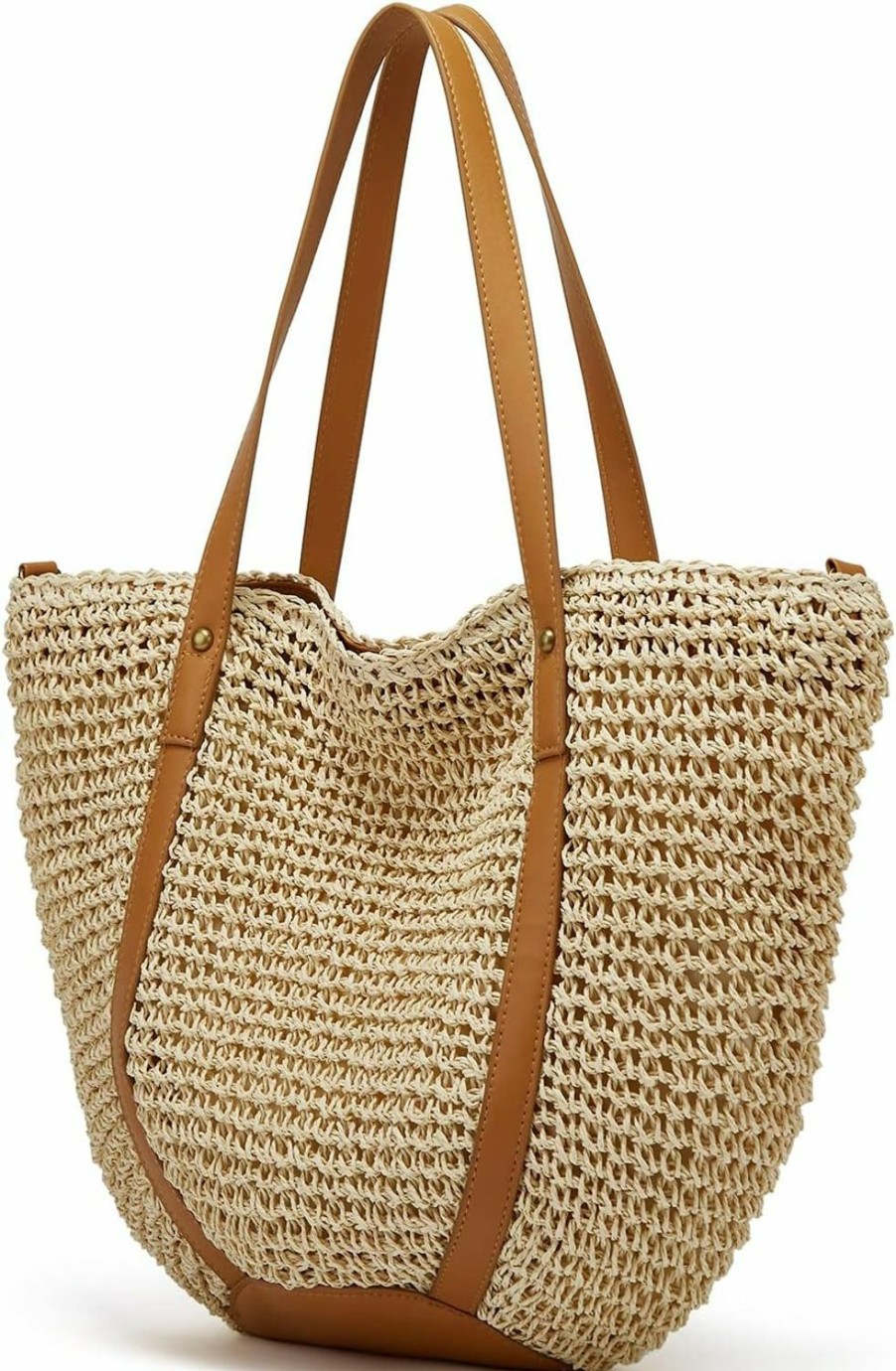 Caistre Tote Handbags | Summer Casual Straw Tote Bag Large Capacity Woven Shoulder Handbag For Summer Beach Vocation