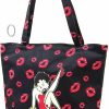 Betty Boop Tote Handbags | Betty Boop Canvas Shopping Bag With Coin Purse And Key Ring (Black)