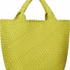 MJUEO Tote Handbags | Womens Vegan Leather Woven Bag With Purse, Fashion Handmade Beach Tote Bag Top-Handle Handbag