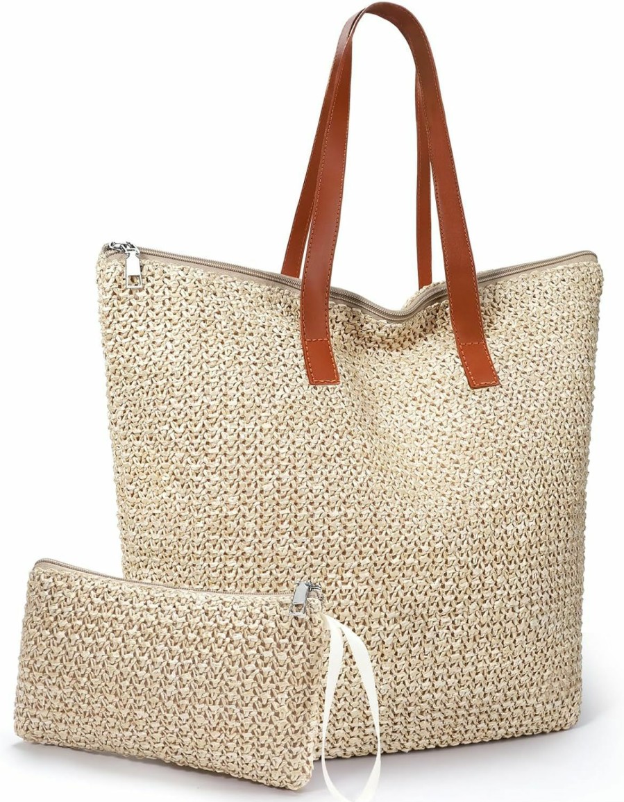 hatisan Tote Handbags | Hatisan Straw Beach Bag For Women Summer Woven Beach Tote Bag Shoulder Handbags Boho Bag