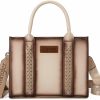 Montana West Tote Handbags | Wrangler Women Purse Bag Tote Bag For Women Trendy Women Purses And Handbags Top Handle Womens Tote Bag With Zipper Pockets And Strap Beige Wg70-8120Fbg-New