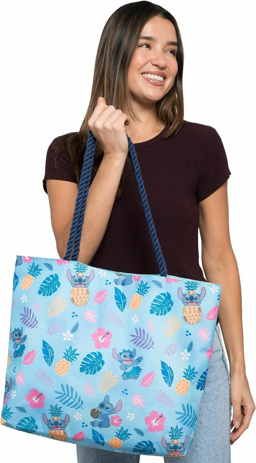 Disney Tote Handbags | Disney Tote Lilo And Stitch Hawaiian Beach Print Travel Bag