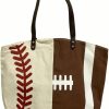 Cocomo Soul Tote Handbags | Cocomo Soul Half Baseball Half Football Canvas Tote Bag Handbag Large Oversize Shopping Bag Travel Bag Baseball Purse Sports Bag 20 X 17 Inches