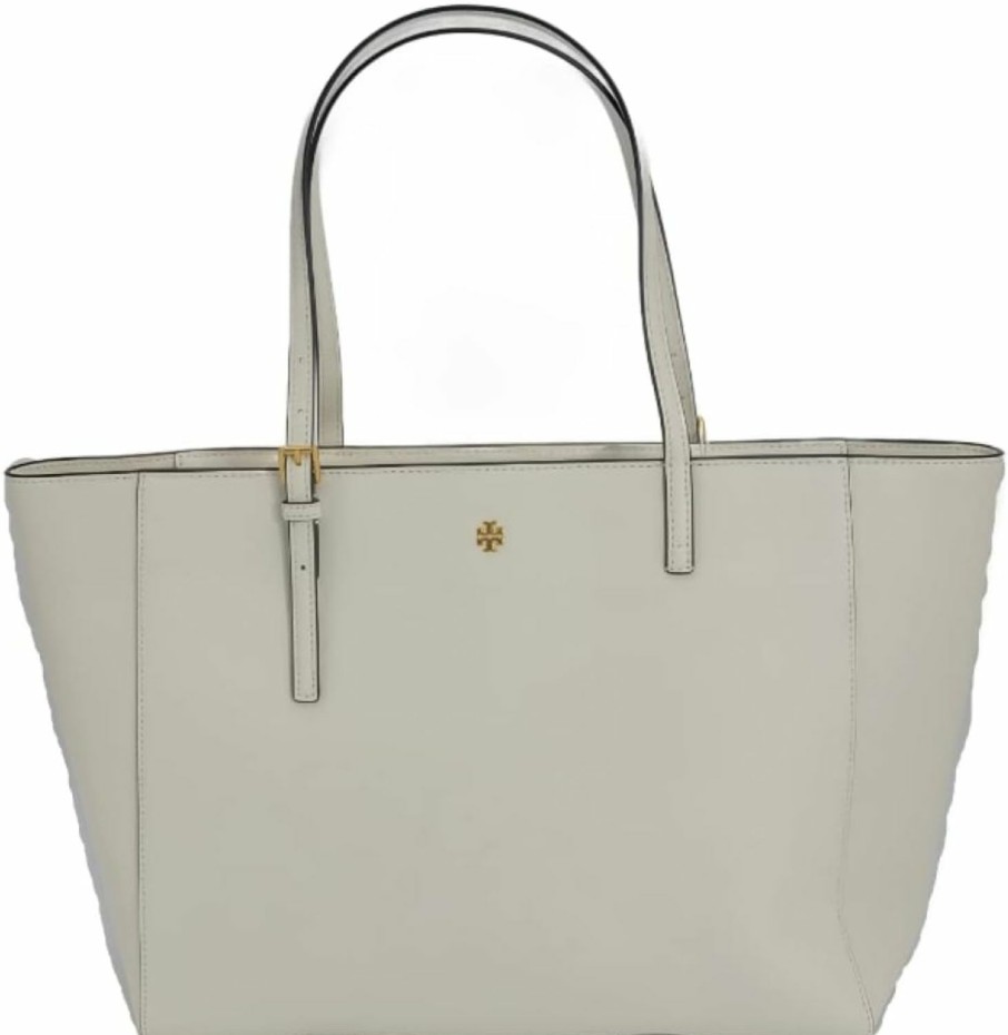 Tory Burch Tote Handbags | Tory Burch 134836 Emerson New Ivory White With Gold Hardware Women'S Large Tote Bag